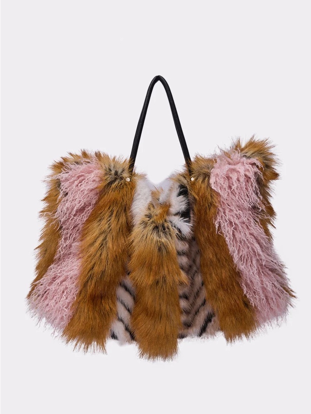 ‼️ ISO ‼️ ISO ‼️ AKIRA Pink & Brown Faux Fur Patchwork Tote